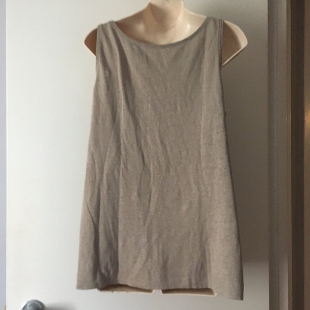 Eileen Fisher Taupe Linen Paillette Embellished Tank M - Picture 3 of 5